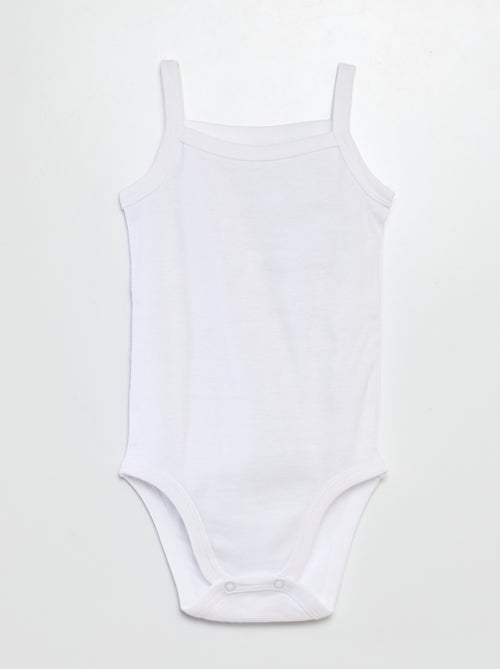 Lot de 3 bodies blancs à fines bretelles - Kiabi