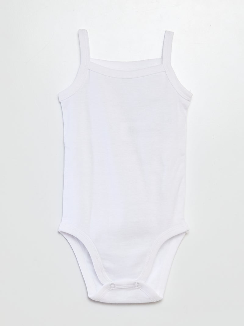 Lot de 3 bodies blancs à fines bretelles BLANC - Kiabi