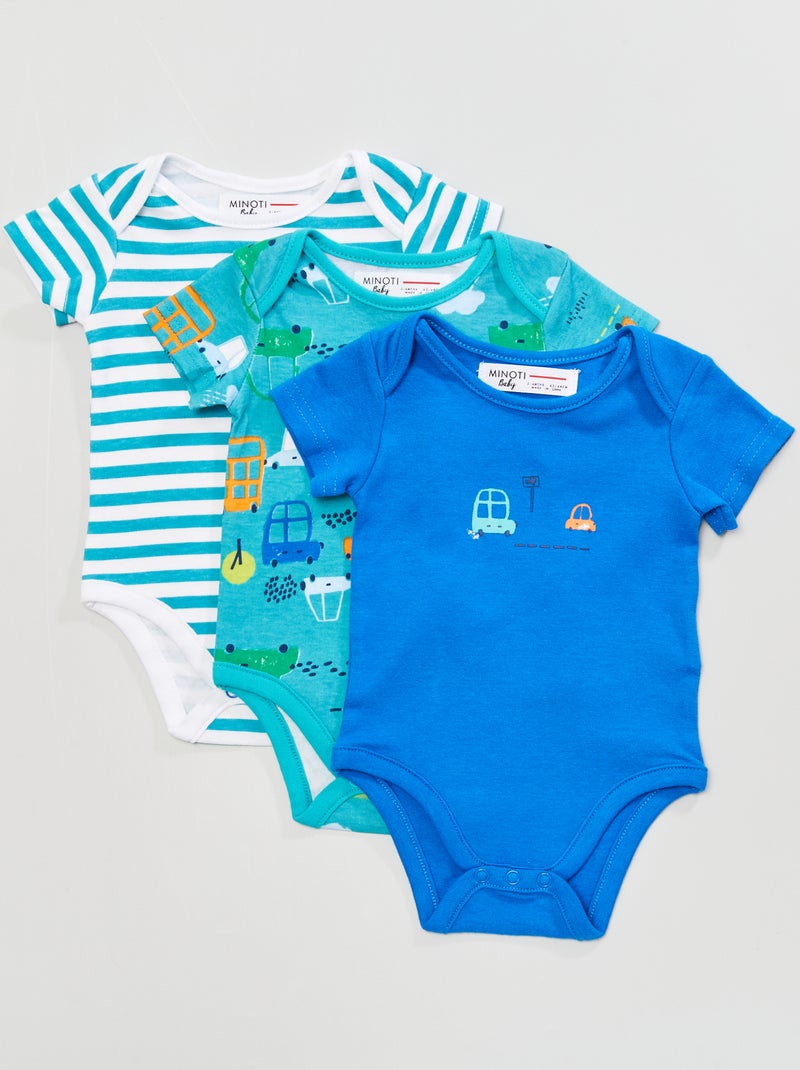 Lot de 3 bodies bleu vert - Kiabi