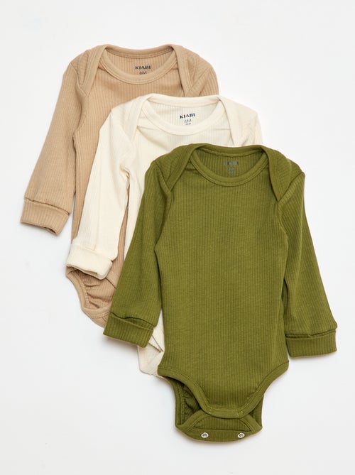 Lot de 3 bodies col US et manches longues - Kiabi