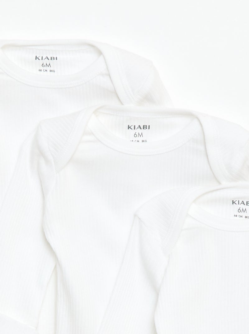 Lot de 3 bodies col US et manches longues Blanc - Kiabi