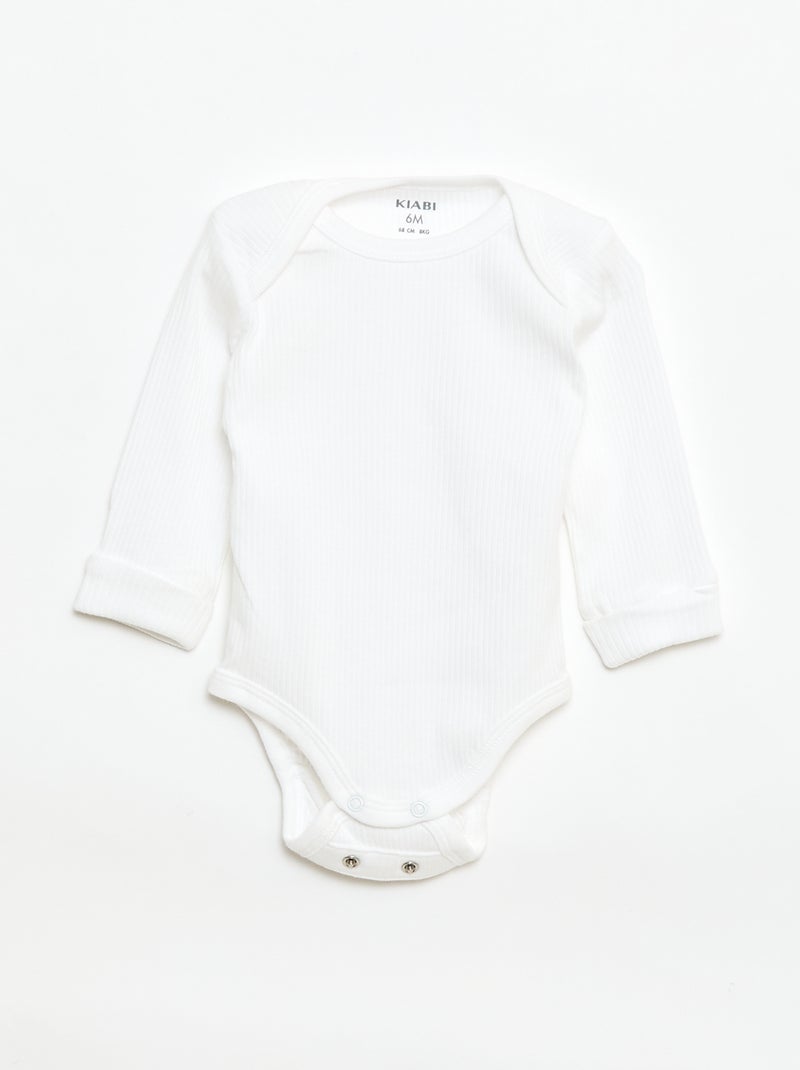 Lot de 3 bodies col US et manches longues Blanc - Kiabi