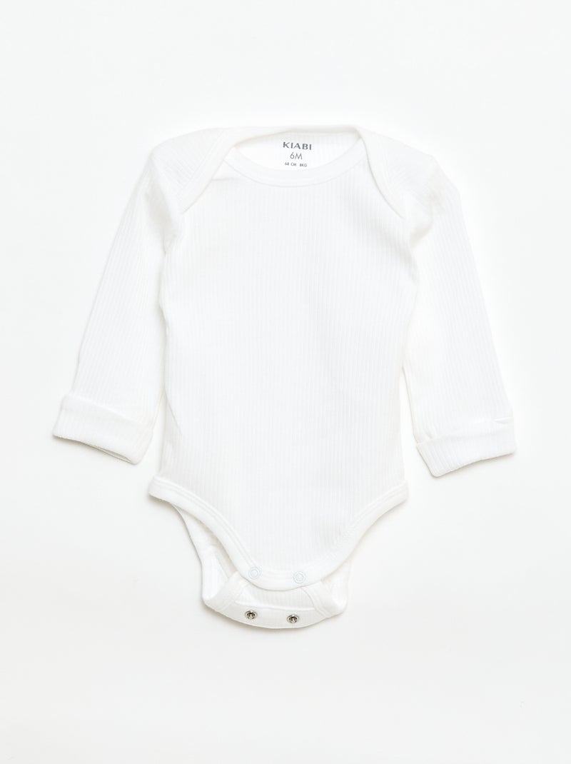 Lot de 3 bodies col US et manches longues Blanc - Kiabi
