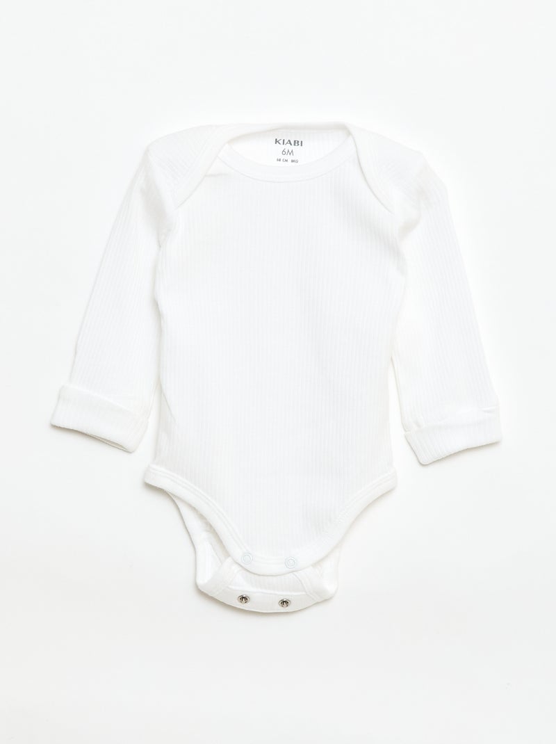 Lot de 3 bodies col US et manches longues Blanc - Kiabi