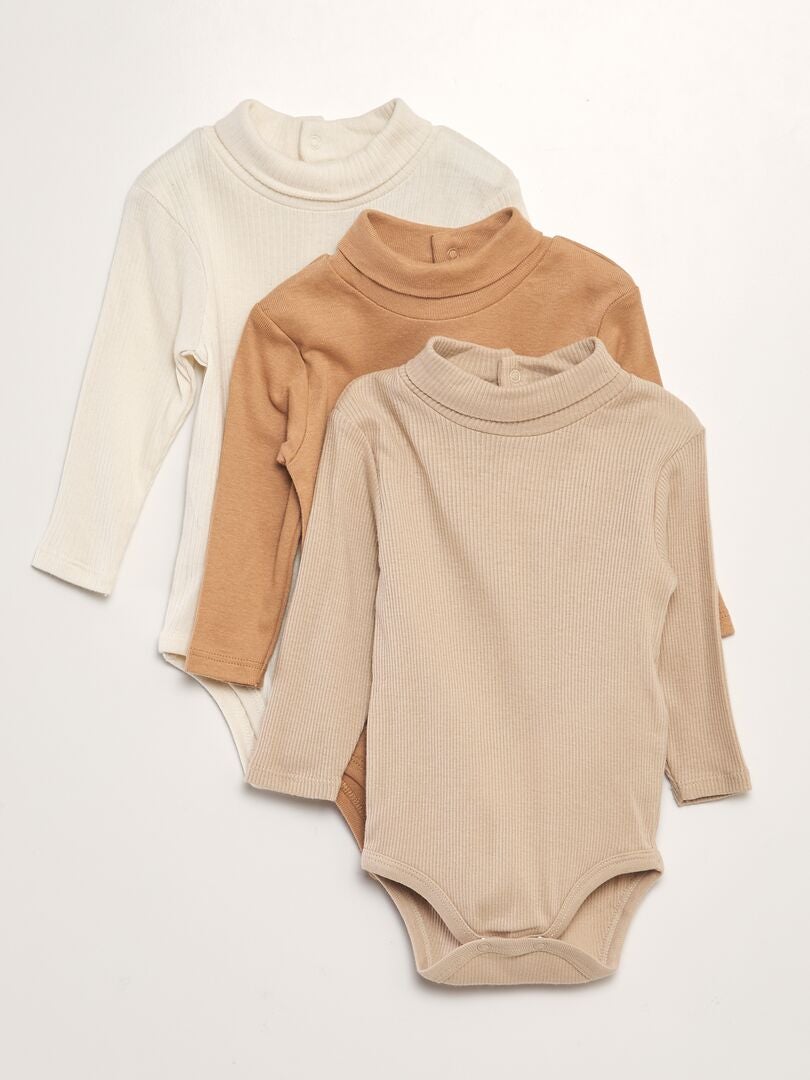 Lot de 3 bodies côtelés Beige - Kiabi