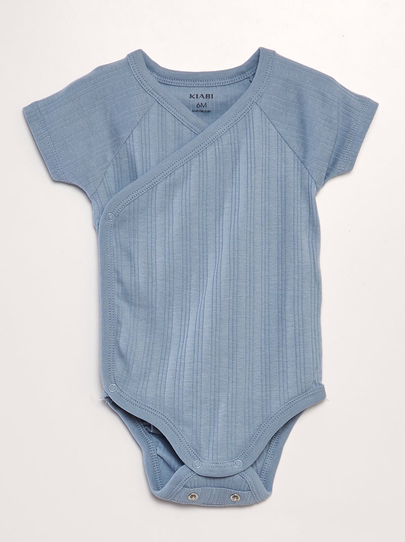 Lot de 3 bodies côtelés Bleu - Kiabi