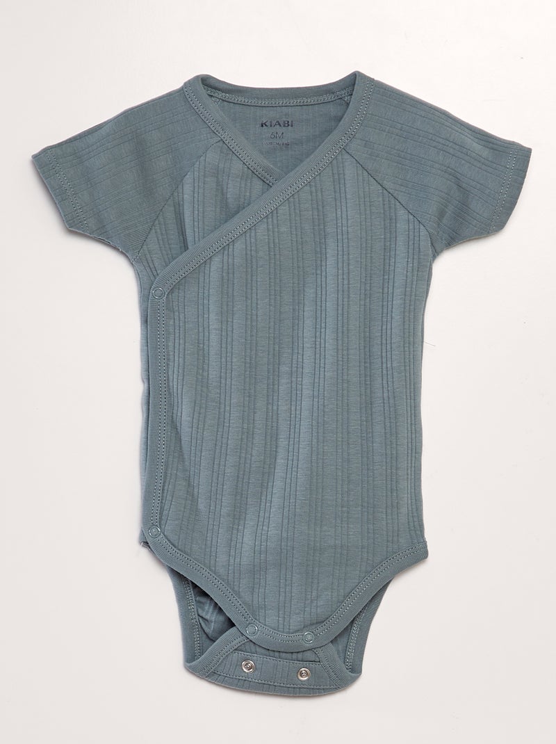 Lot de 3 bodies côtelés Bleu - Kiabi