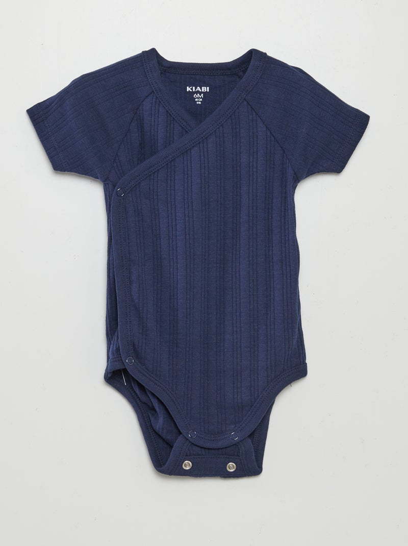 Lot de 3 bodies côtelés Bleu - Kiabi