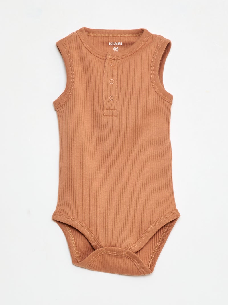 Lot de 3 bodies côtelés sans manches Bleu - Kiabi