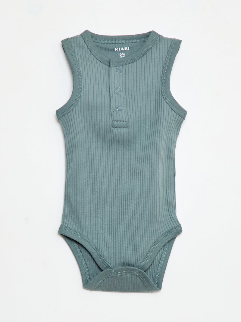 Lot de 3 bodies côtelés sans manches Bleu - Kiabi