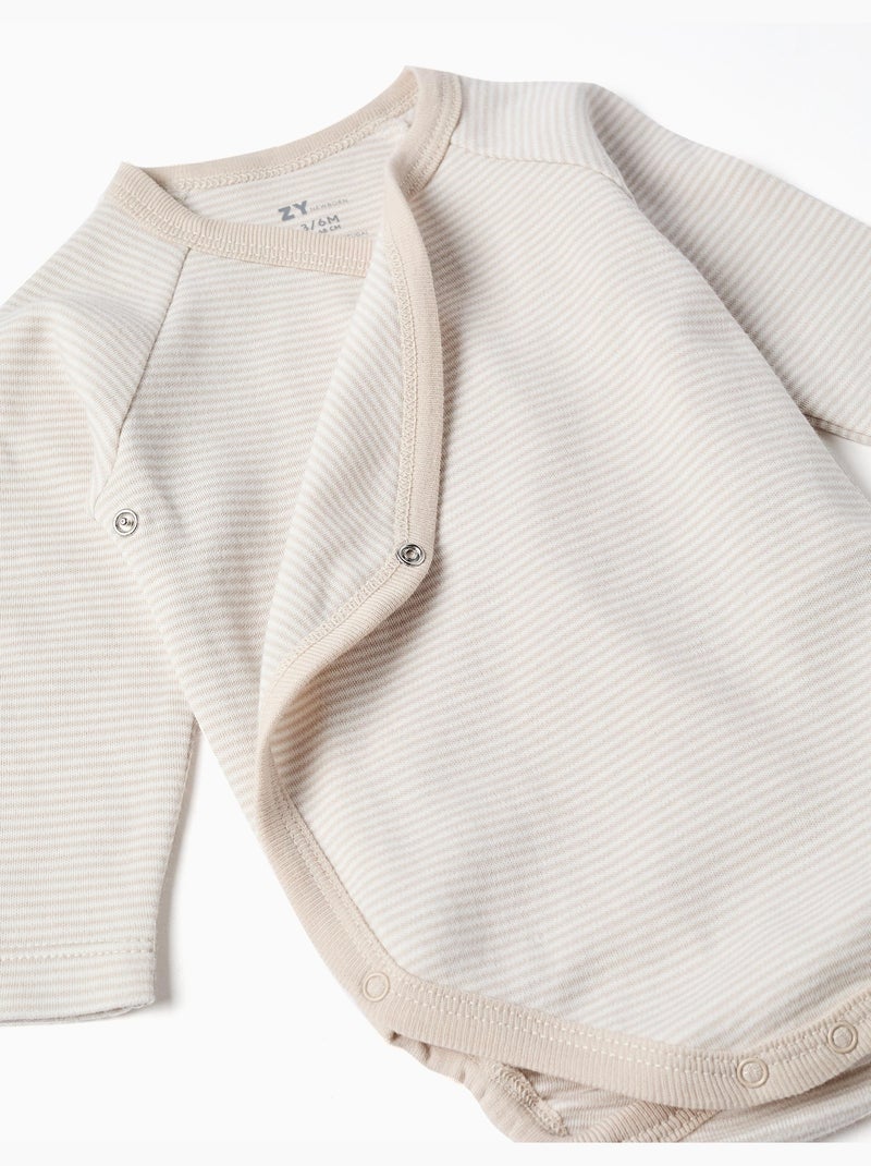 Lot de 3 bodies croisés à manches longues en coton Blanc - Kiabi