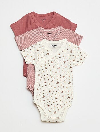 Lot de 3 bodies croisés évolutifs à manches courtes