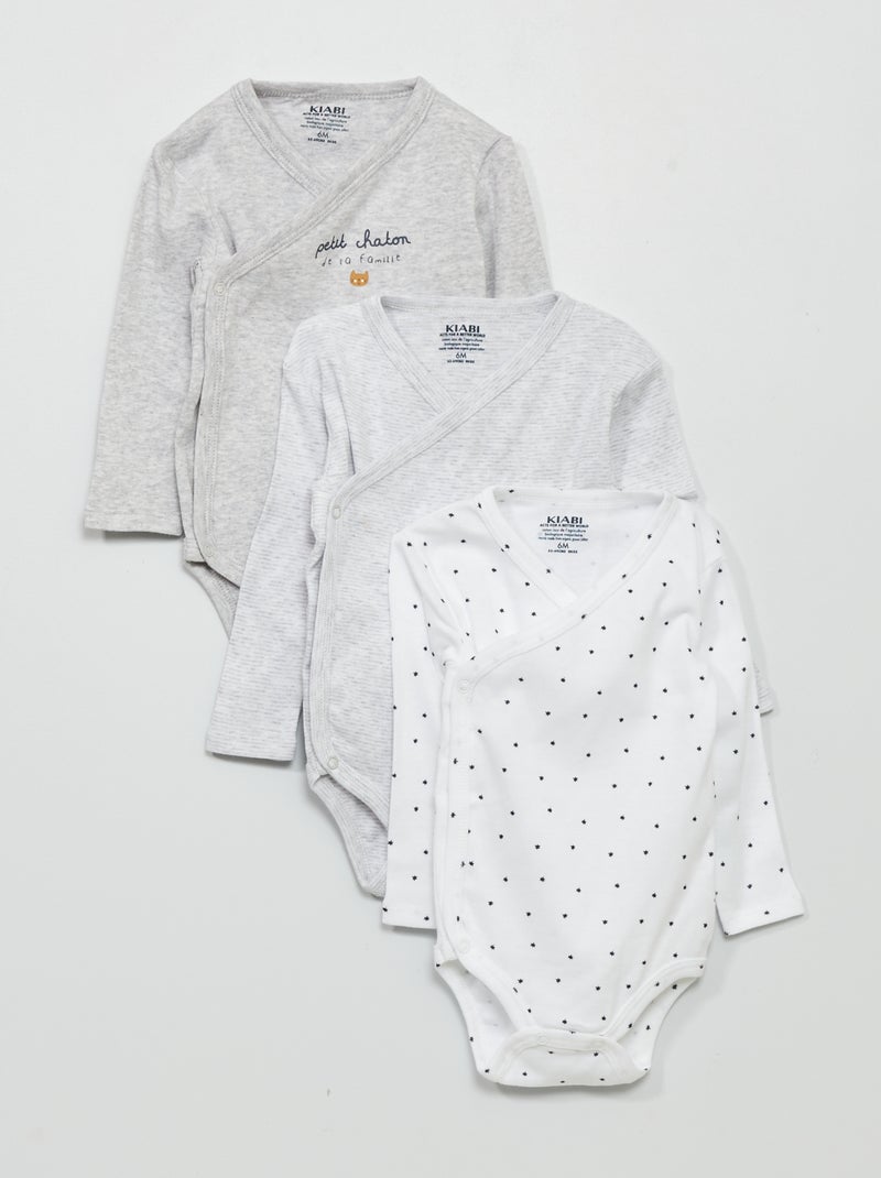 Lot de 3 bodies croisés Gris - Kiabi