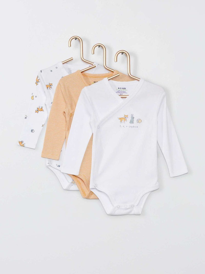 Lot de 3 bodies croisés Jaune - Kiabi