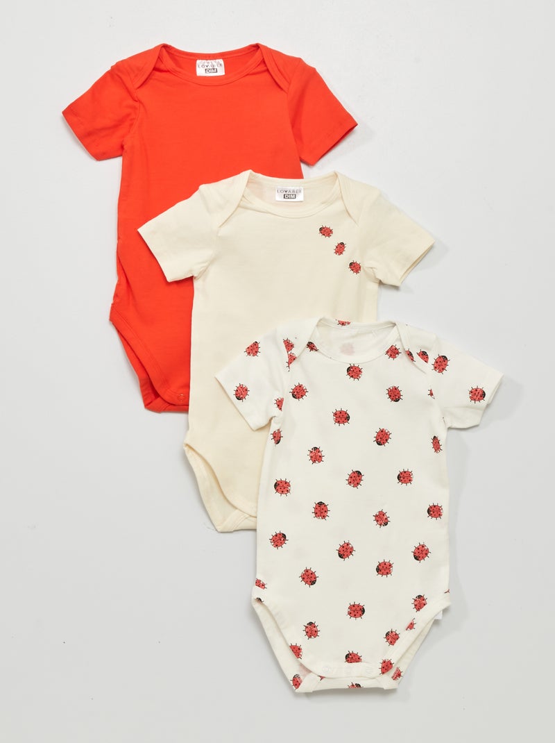 Lot de 3 bodies 'DIM' Blanc/rouge - Kiabi