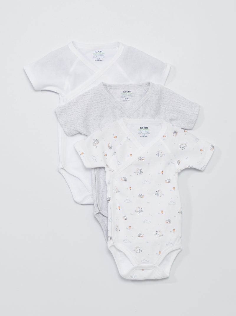 Lot de 3 bodies en coton Blanc - Kiabi