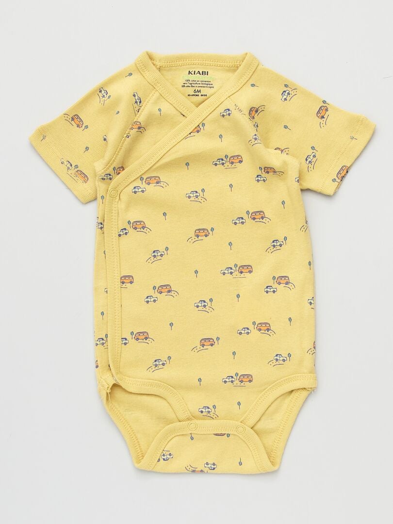 Lot de 3 bodies en coton Jaune/bleu - Kiabi