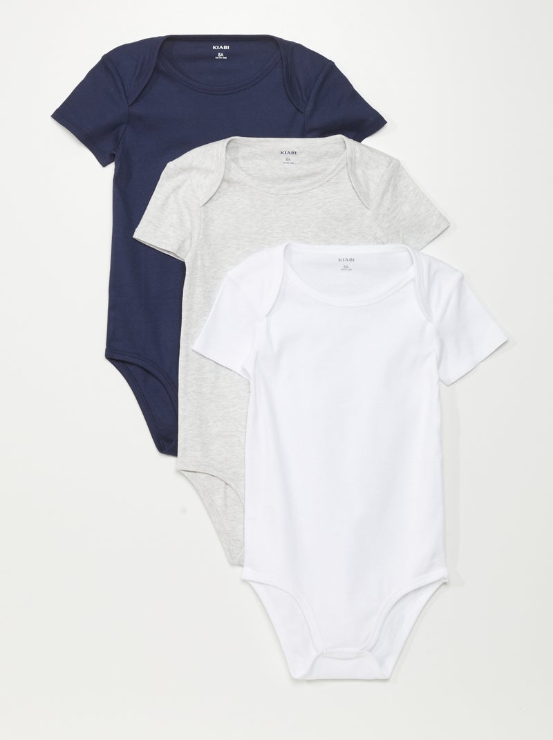 Lot de 3 bodies en jersey - So Easy Bleu/blanc/gris - Kiabi