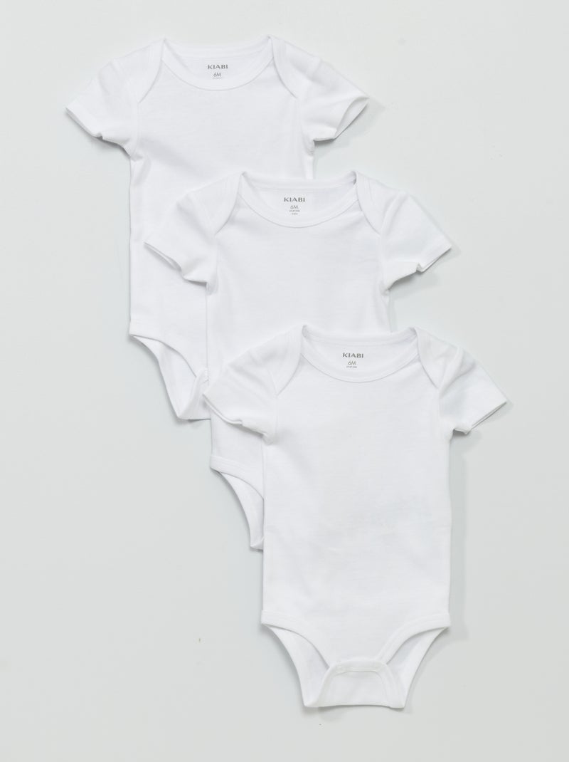 Lot de 3 bodies en jersey blanc - Kiabi