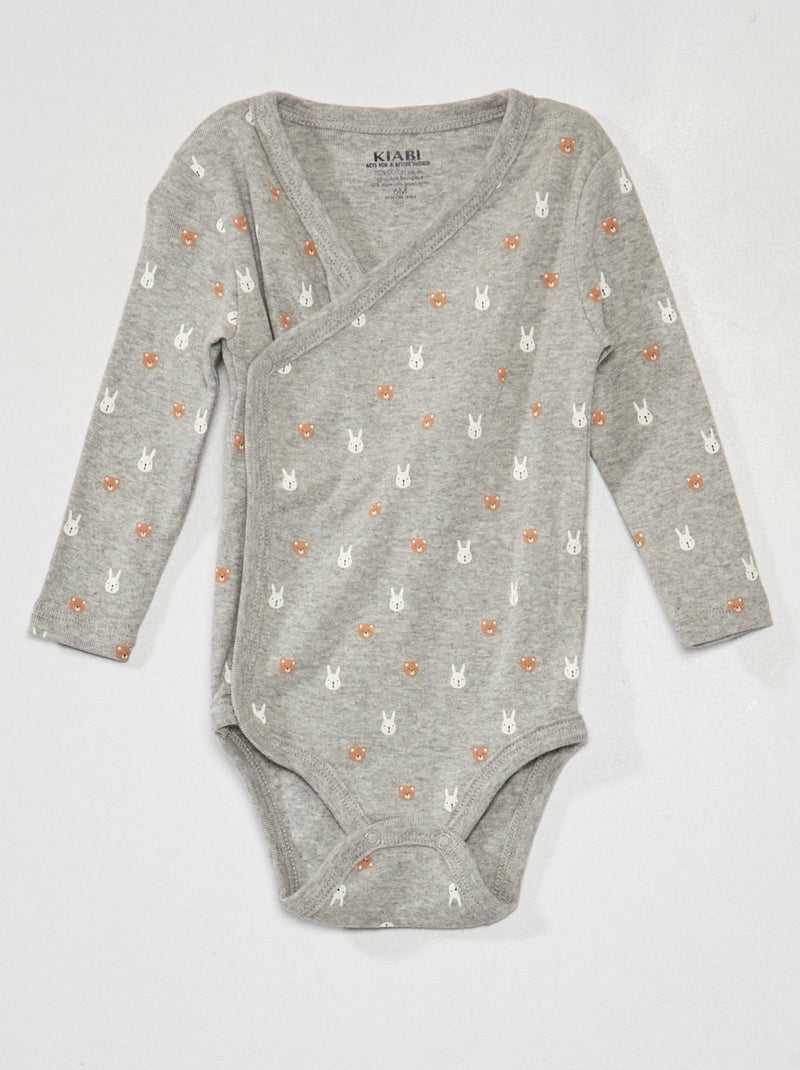 Lot de 3 bodies en maille côtelée - 3 pièces Blanc/gris - Kiabi