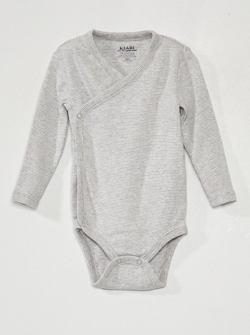 Lot de 3 bodies en maille côtelée - 3 pièces Blanc/gris - Kiabi