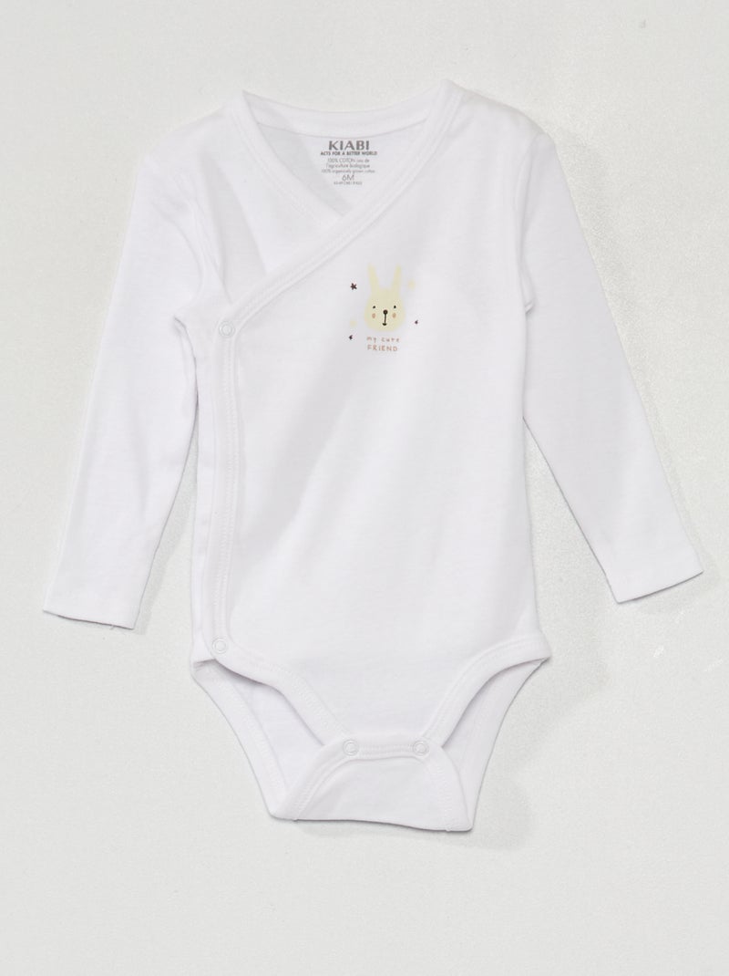 Lot de 3 bodies en maille côtelée - 3 pièces Blanc/gris - Kiabi