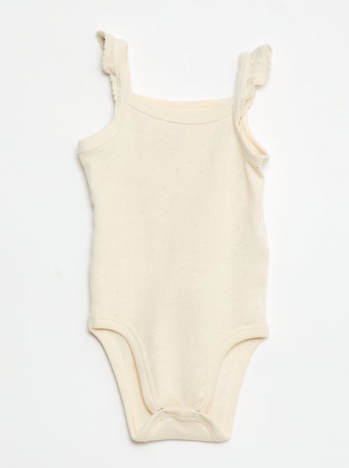 Lot de 3 bodies en maille pointelle avec bretelles volantées - Kiabi