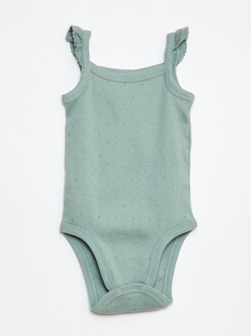 Lot de 3 bodies en maille pointelle avec bretelles volantées - Kiabi