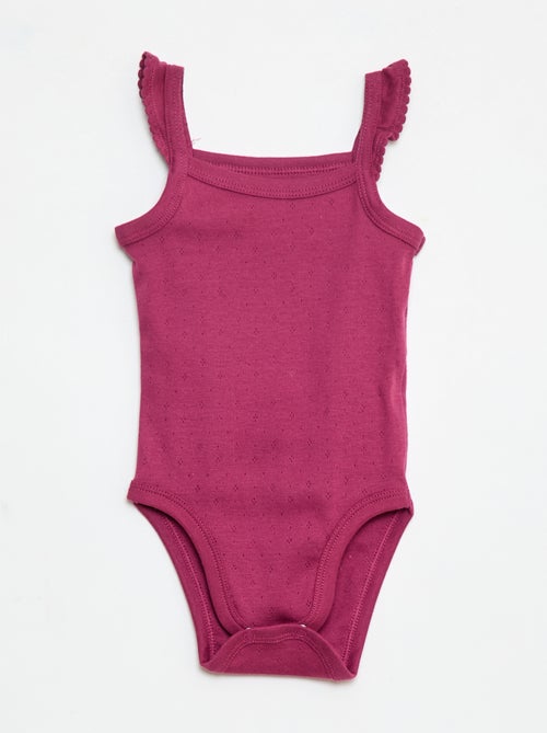 Lot de 3 bodies en maille pointelle avec bretelles volantées - Kiabi