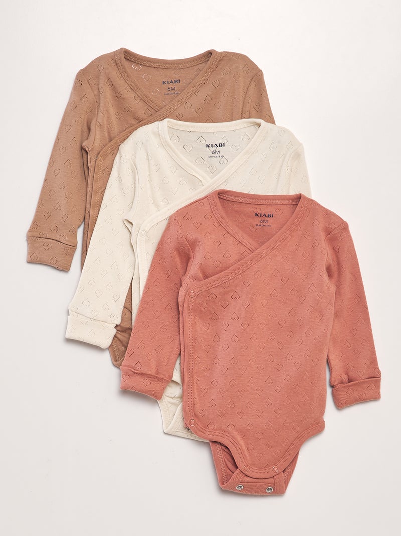 Lot de 3 bodies évolutif Rose/beige - Kiabi