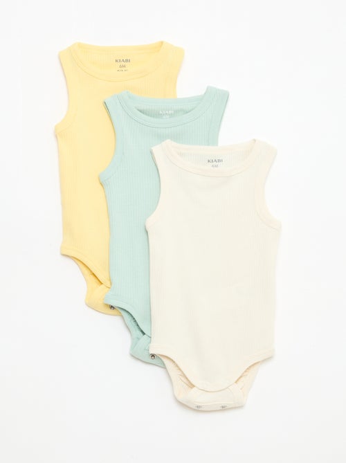 Lot de 3 bodies évolutifs à bretelles unis - Kiabi