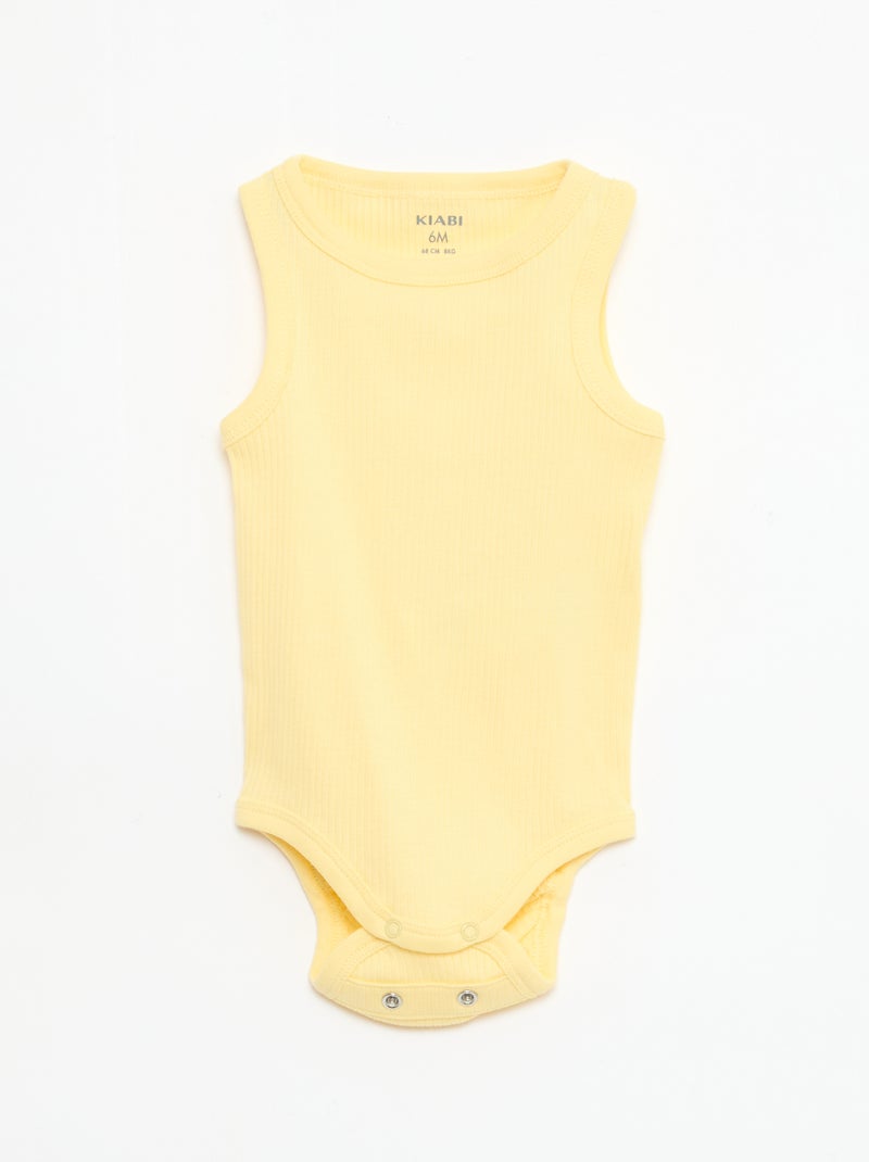 Lot de 3 bodies évolutifs à bretelles unis Jaune - Kiabi