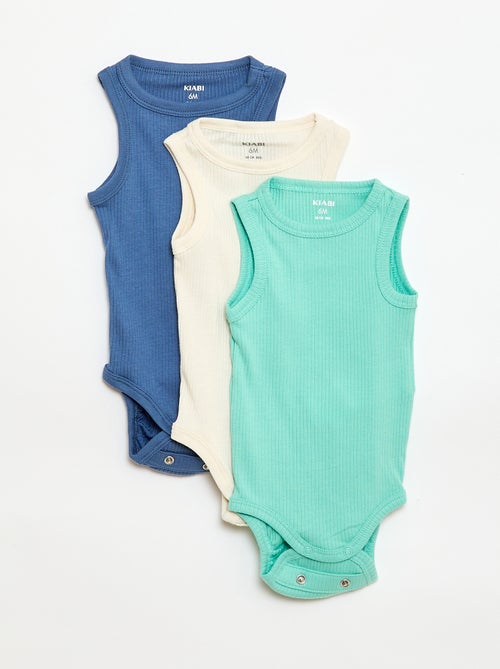 Lot de 3 bodies évolutifs à bretelles unis - Kiabi