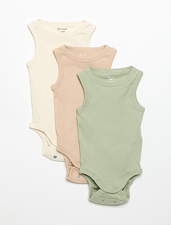 Lot de 3 bodies évolutifs à bretelles unis