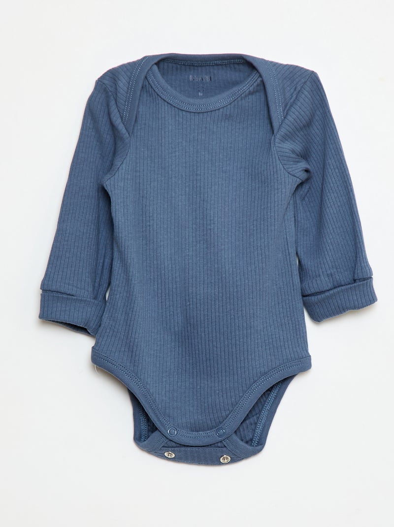 Lot de 3 bodies évolutifs col US et manches longues Bleu - Kiabi