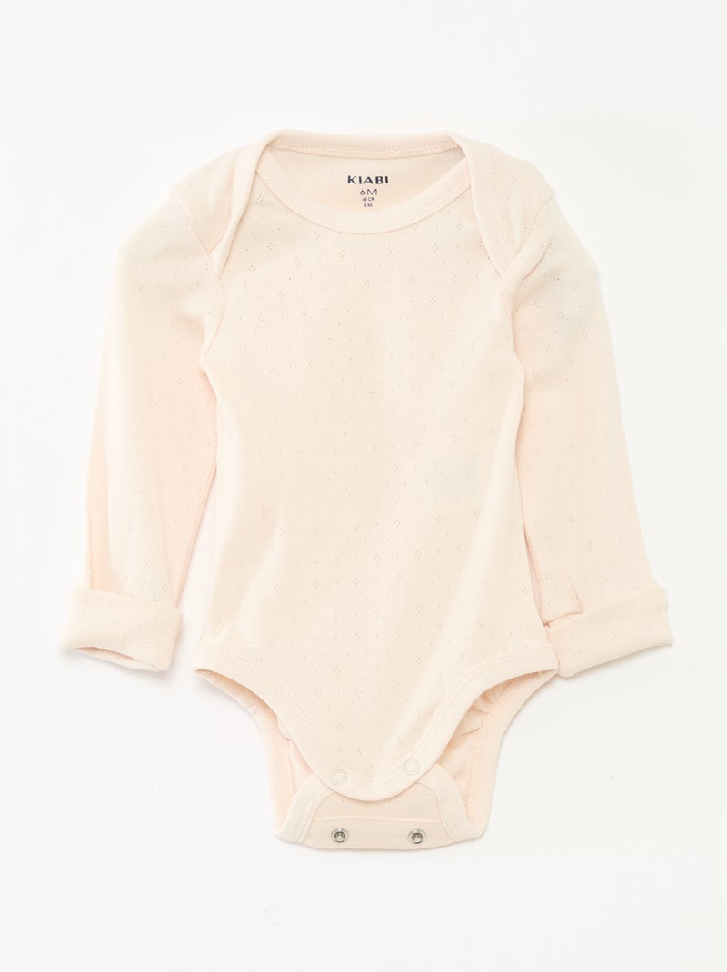 Lot de 3 bodies évolutifs col US et manches longues Rose - Kiabi