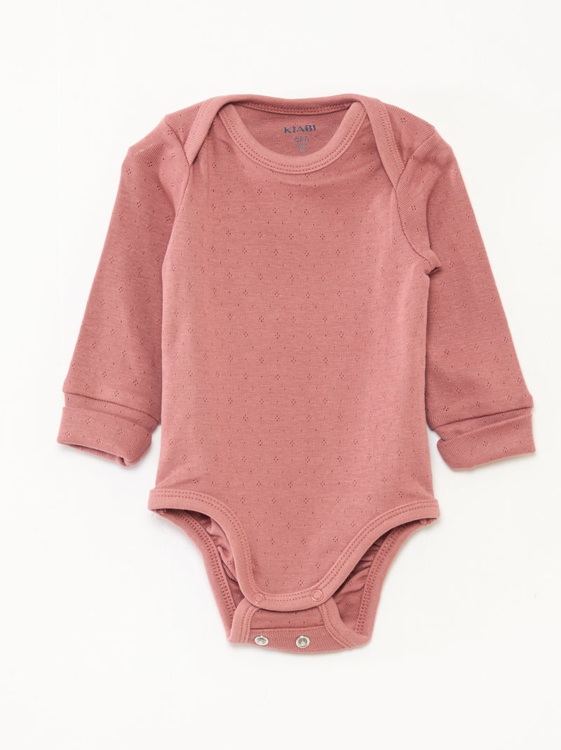 Lot de 3 bodies évolutifs col US et manches longues Rose - Kiabi