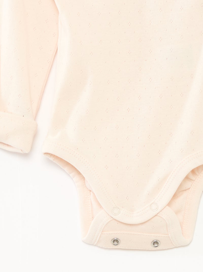 Lot de 3 bodies évolutifs col US et manches longues Rose - Kiabi