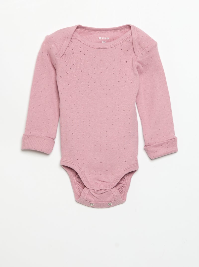 Lot de 3 bodies évolutifs col US et manches longues Rose - Kiabi