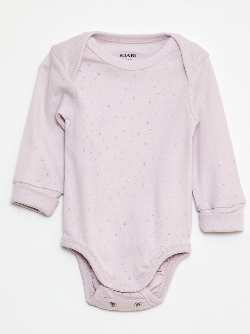 Lot de 3 bodies évolutifs col US et manches longues Violet - Kiabi
