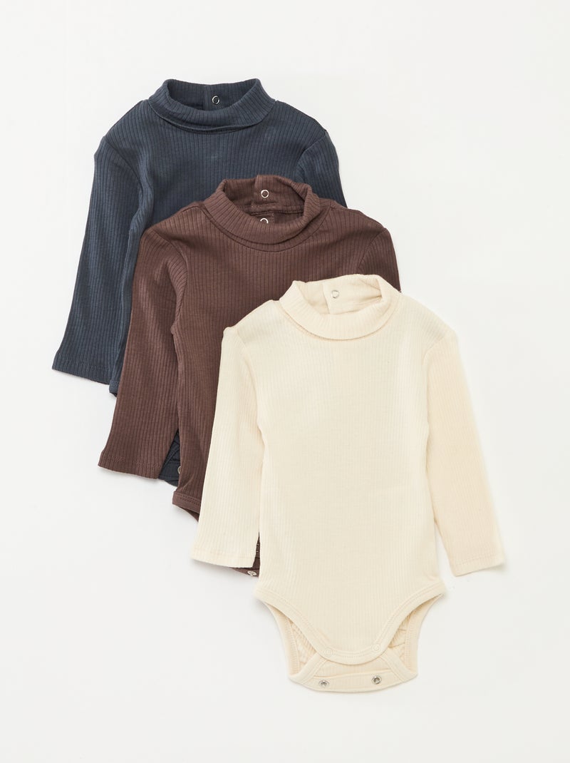 Lot de 3 bodies évolutifs en maille pointelle Beige - Kiabi