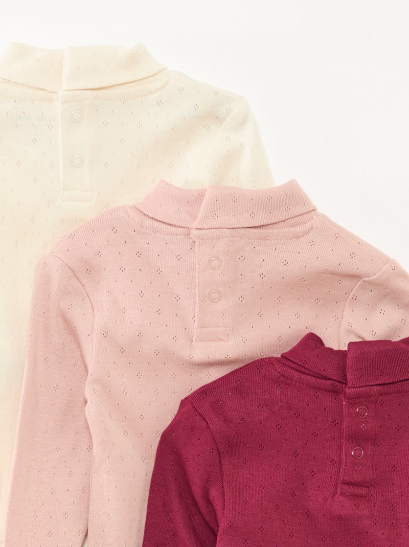 Lot de 3 bodies évolutifs en maille pointelle Violet - Kiabi