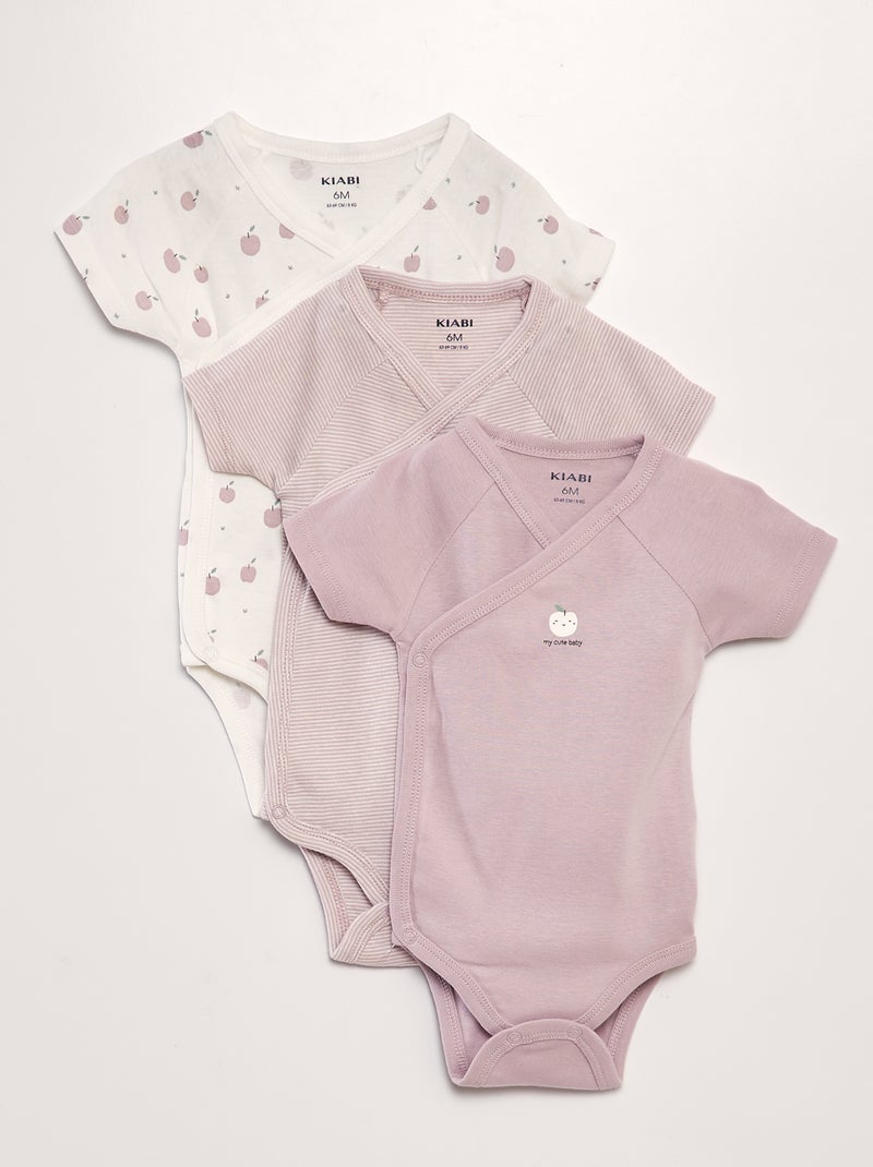 Lot de 3 bodies fantaisie Rose clair/foncé/ beige - Kiabi