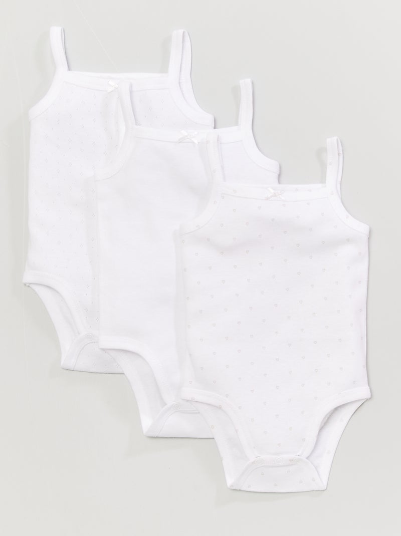 Lot de 3 bodies fines bretelles BLANC - Kiabi