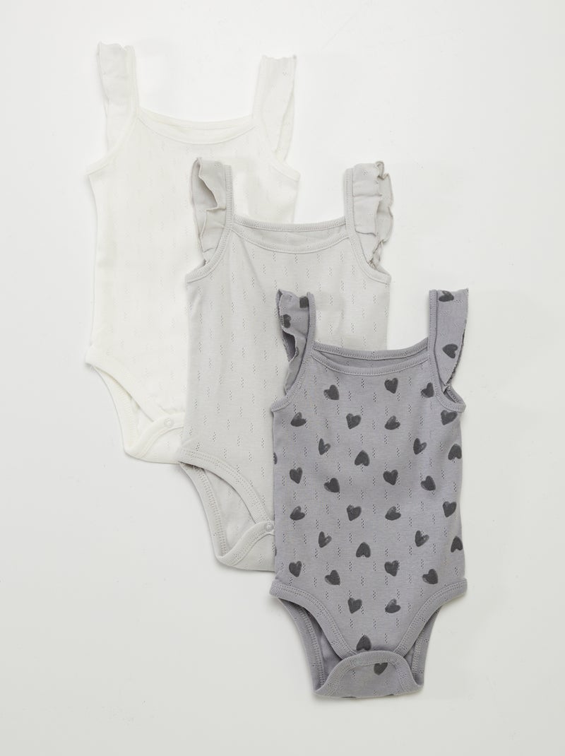 Lot de 3 bodies Gris/blanc - Kiabi