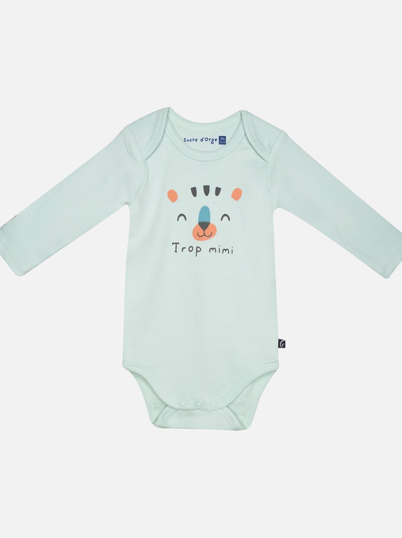 LOT DE 3 BODIES GUSTAVE MANCHES LONGUES BEBE Vert - Kiabi