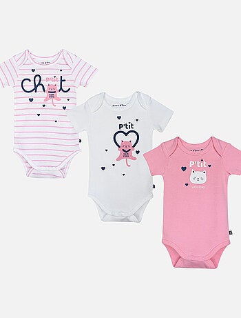 LOT DE 3 BODIES HABY MANCHES COURTES BEBE