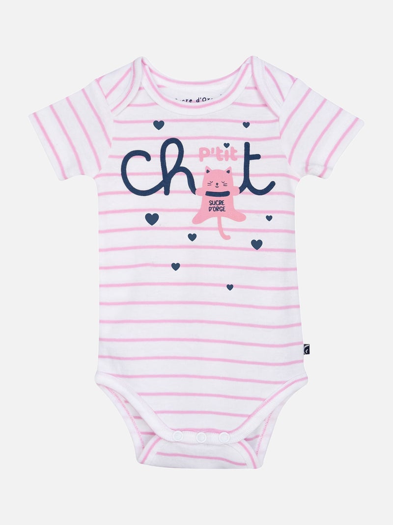 LOT DE 3 BODIES HABY MANCHES COURTES BEBE Rose - Kiabi