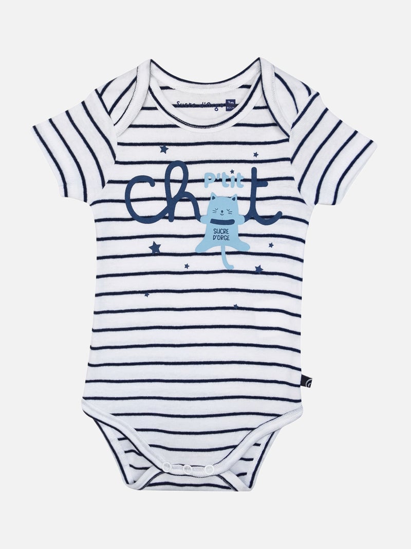 LOT DE 3 BODIES HIPPOLYTE MANCHES COURTES BEBE Bleu - Kiabi