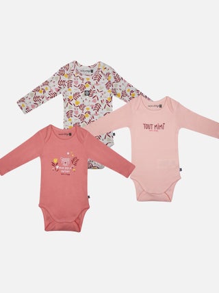 LOT DE 3 BODIES IDALINA MANCHES LONGUES BEBE